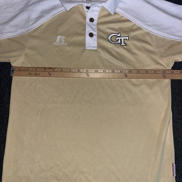 Georgia Tech Yellow‎ Jackets Russell Athletic Gold Golf Shirt Mens S - Picture 4 of 5